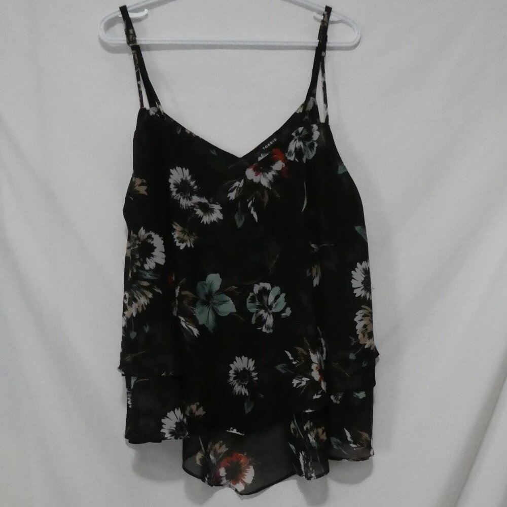 TORRID | size 2 | Black Floral Cami Top With Spaghetti Straps